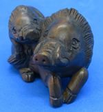 Japanese boxwood vintage Victorian Meiji Period oriental antique boar netsuke