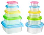 10pc Food Storage Containers Square Round Stackable Nestable Set