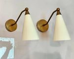 Pair Of Wall Sconce Lamp, Bathroom Mid Century Shade Cone Wall Fixture Lights