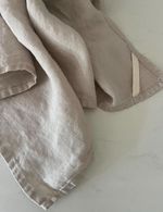 Set of 2 Beige/Natural stonewashed 100% Linen Kitchen Tea Towels
