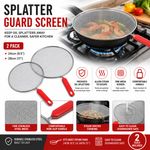 2 x Splatter Guard Screen With Handle For Frying Pan 24cm +  28cm