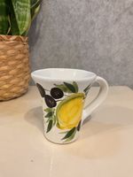 Mediterranean Ceramics Malta Lemon Olive Mug Italian Style Pottery Coffee Cup