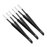 ESD Tweezer, 4.8" Length Stainless Steel Anti-static Blunt Tip Pickup Tool 3Pcs