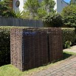 Outdoor Triple Trash Bin Enclosure Rattan Waste Bin Screen Fence Storage Cover