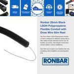 Flexible Conduit Cable Black Ronbar LSOH PP Flexible Conduit & Draw Wire Black