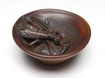 Japan Antique Netsuke Wood plate bee inro ojime sagemono rare Meiji era Original
