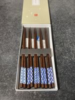 Ishida Chopsticks Boxed Set, Dark Wood, Traditional Designs