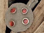 * Reclaimed, recycled vintage buttons 4 X round shank silver edge red centre M44