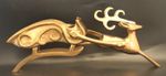 Vintage Solid Brass Reindeer Sleigh Christmas Votive Tealight Candle Holder 11"