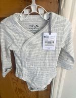 TU Baby Ribbed Cotton Bodysuit One-Piece Long Sleeve 0-3 Months Grey