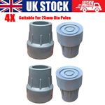 4 x 25mm (1") Zimmer NHS Rehab Walking Frame Rubber Ferrules Feet & Steel Washer