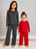 Girls Ex M S Ribbed Cosy Pyjama's Pj's Grey Star Red Floral 1 - 13 Years NEW