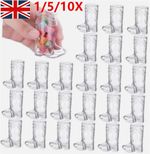 Cowboy Boot Shot Glasses - 1-10 Pack Clear Mini Reusable and Disposable UK
