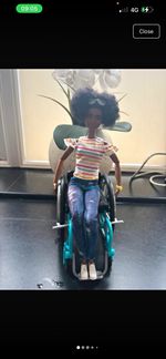 Barbie Turquoise & Black Plastic Wheelchair Vehicle, No Assembly, Fits 300mm