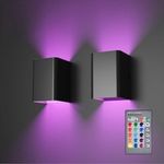 2/4PCS LED Wall Lights Remote RGB Sconce Lighting Up Down Indoor Wall Lamp UK