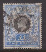 (F222-4) 1902 Natal £1 pound blue & black Edward VII stamp (D) (BD09)