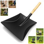 LARGE METAL HAND SHOVEL GRIT SNOW COAL ASH REMOVAL GARDEN OUTDOOR WOODEN HANDLE