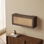 Wooden-Looking Router Storage Box with Lid Decorative Router Cabinet with Cable