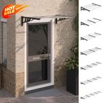 Door Canopy Black & Transparent Polycarbonate Porch Awning Multi Sizes UK