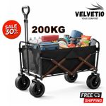 Heavy Duty Folding Trolley Wagon Steel Frame Utility Cart for Garden & Outdoor