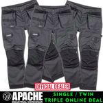 Apache ATS Work Trousers Grey / Black 3D  Stretch Straight Leg ALL SIZES