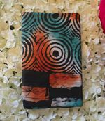 5yard Teal Orange Black White Geometric Swirl Print Synthetic Fabric