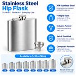 LMETJMA 1 4 5 6 7 8 9 10 oz Stainless Steel Hip Flask with Funnel Pocket Hip Fla