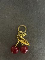 Coach Red Cherry Bag Charm Keychain Glitter Resin Metal Brass