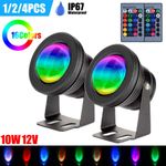 Remote Control RGB LED Underwater Spot Lights Aquarium Fountain Pond Pool Lamp