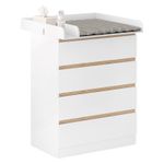 WOLTU Baby Changing Unit with 4 Drawers Nursery Changing Table Chest of Drawers