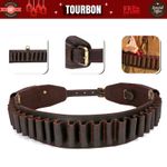 TOURBON Leather Bandoliers 25 Rounds 12GA Ammo Belt Shotgun Shells Carrier Pouch