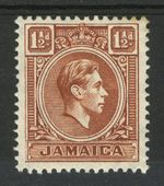 M13445 Jamaica 1944 SG123var - 1½d light red brown.