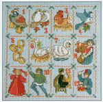 TWELVE DAYS OF CHRISTMAS Gift Sampler 14 Ct Aida Cross Stitch Chart Pattern