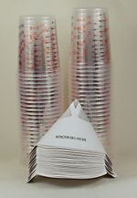 50 X Calibrated Paint Mixing Cups & 50 X 190 Micron Paint Strainers UK P&P