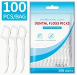 100pk Dental Floss Sticks Interdental Tooth Harps Teeth Picks Oral Plaque Care
