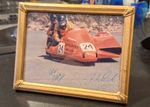 1986 Isle of Man TT Alan May & Ian Finch signed Sidecar #24 Photo-Vintage Frame