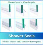 Shower Seal Strip  For 4–10mm Glass – 900mm Bath Shower Screen Seal - Easy fit