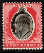 Malta 1904 sg 48 1d black & scarlet MCAn wmk fine MM cat £22