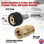 M22-14 to 3/8" Quick Release Connector Hose Adapter Pressure Washer Coupling UK