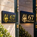 Personalised Husky Solar LED House Sign Dog Door Number Street Name Plaque