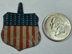 Rare Early Patriotic 48-Star USA Flag Shield Badge Tin Attachment Topper VTG USA