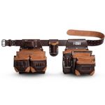 Full Grain Leather Tool Belt 28 Pocket Carpenter Electrician Framer Heavy Duty