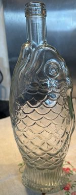 Vintage Italian Clear Glass Fish Bottle 30cm Tall Excellent Condition