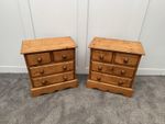 Pair Vintage Solid Pine Bedside Chests Cabinets Tables Nightstands Pot Cupboards