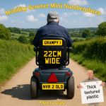 22CM Wide Mobility Scooter Novelty/Show Mini Numberplates Personalised Plastic