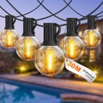 100FT Outdoor String Light 46+4 LED Bulbs Garden Decorative Lights Mains Powered