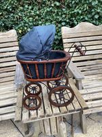 Vintage Style Doll Pram Black Fabric Hood 