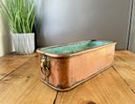 ANTIQUE VICTORIAN COPPER WINDOWSILL FLOWER TROUGH BRASS LION PLANTER NOT VINTAGE