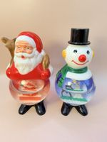 Pair of Vintage Snowglobes | 1970 | Plastic | Santa and Snowman | 5" Tall