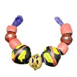 AFRICAN VENETIAN TRADE BEADS ANTIQUE KING BICONE GREENHEART LOST WAX & RESIN X9